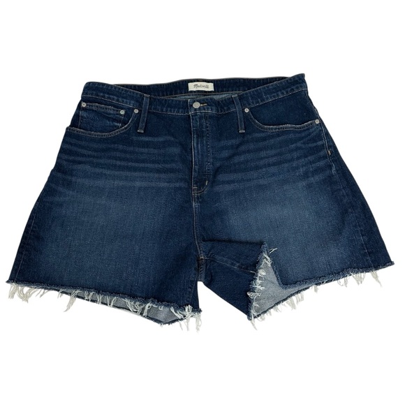 Madewell Women’s Curvy High-Rise Denim Shorts Size 36 Dark Wash Cut Offs - Picture 1 of 7